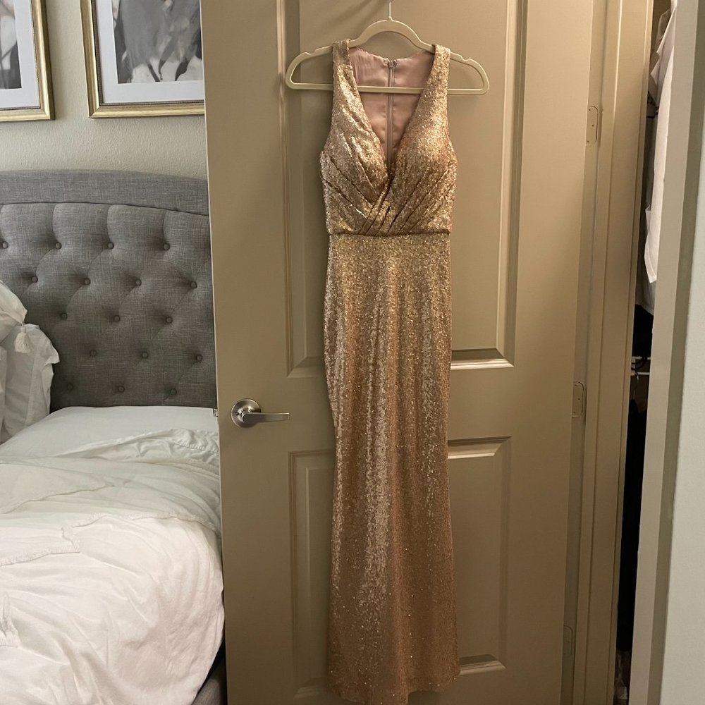 Gold Sequin Formal or Bridesmaid Dress